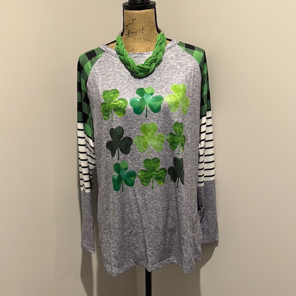 NWT Green Shamrock Long Sleeve Top